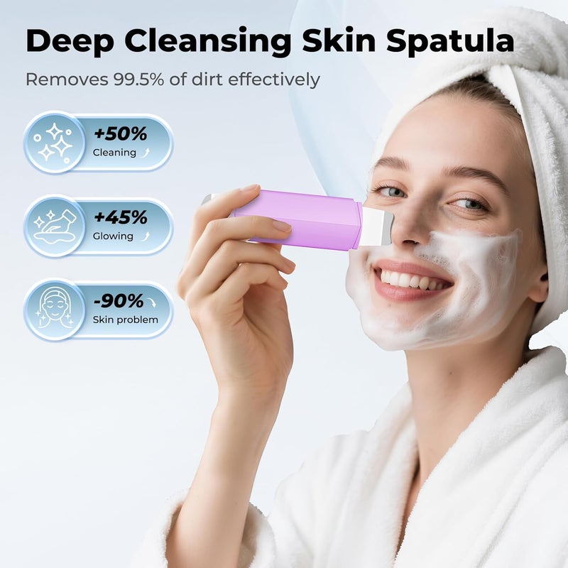 PETYDOOT Blackhead Remover Tool Face Scrubber: Double-Headed Face Spatula Skin Scrubber, Nose Pore Cleaner Blackhead Remover for Facial Deep Cleansing Skin Care Tool for Men & Women(Purple) - Image 2